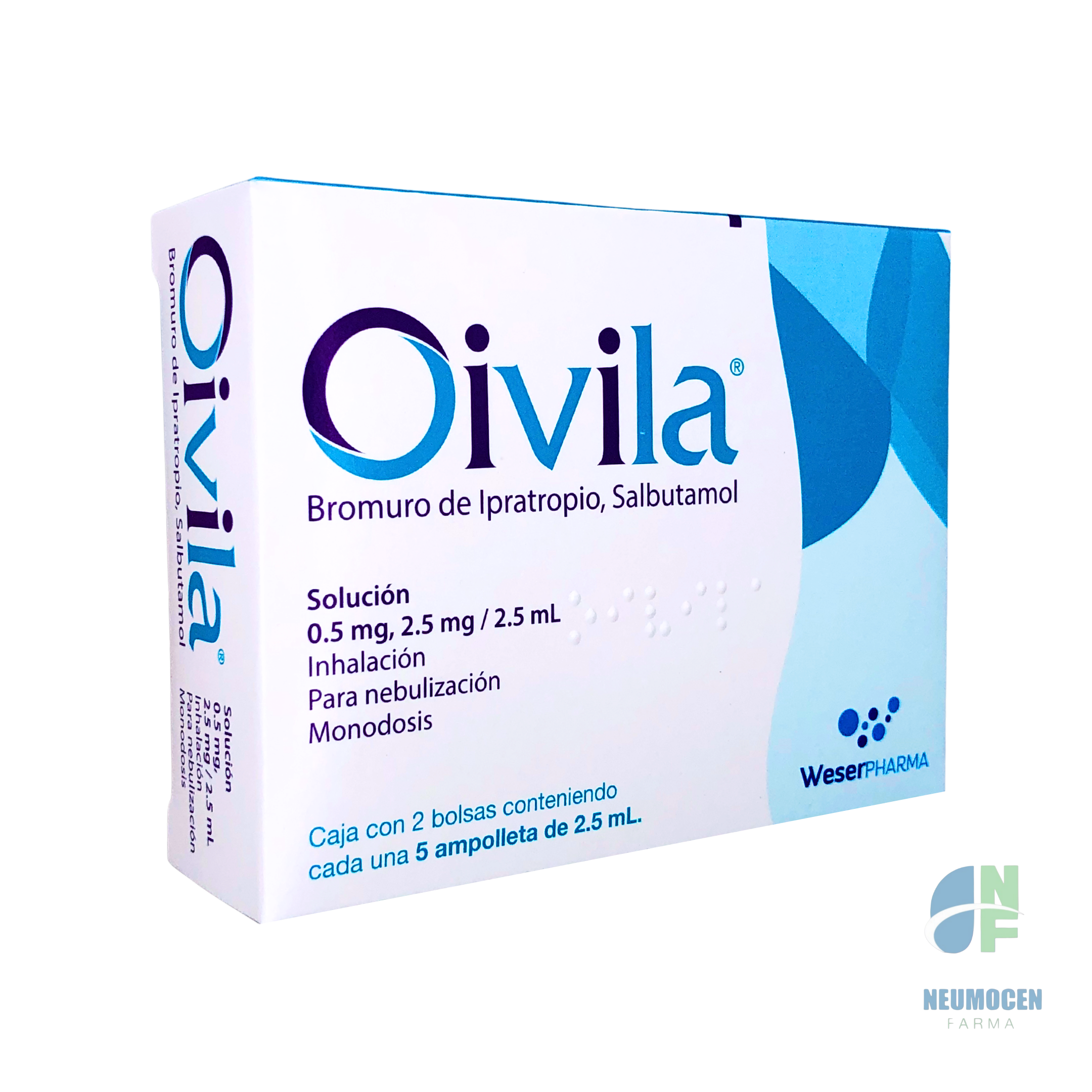 Caja con 2 bolsas conteniendo cada una 5 ampolletas de 2.5 ml