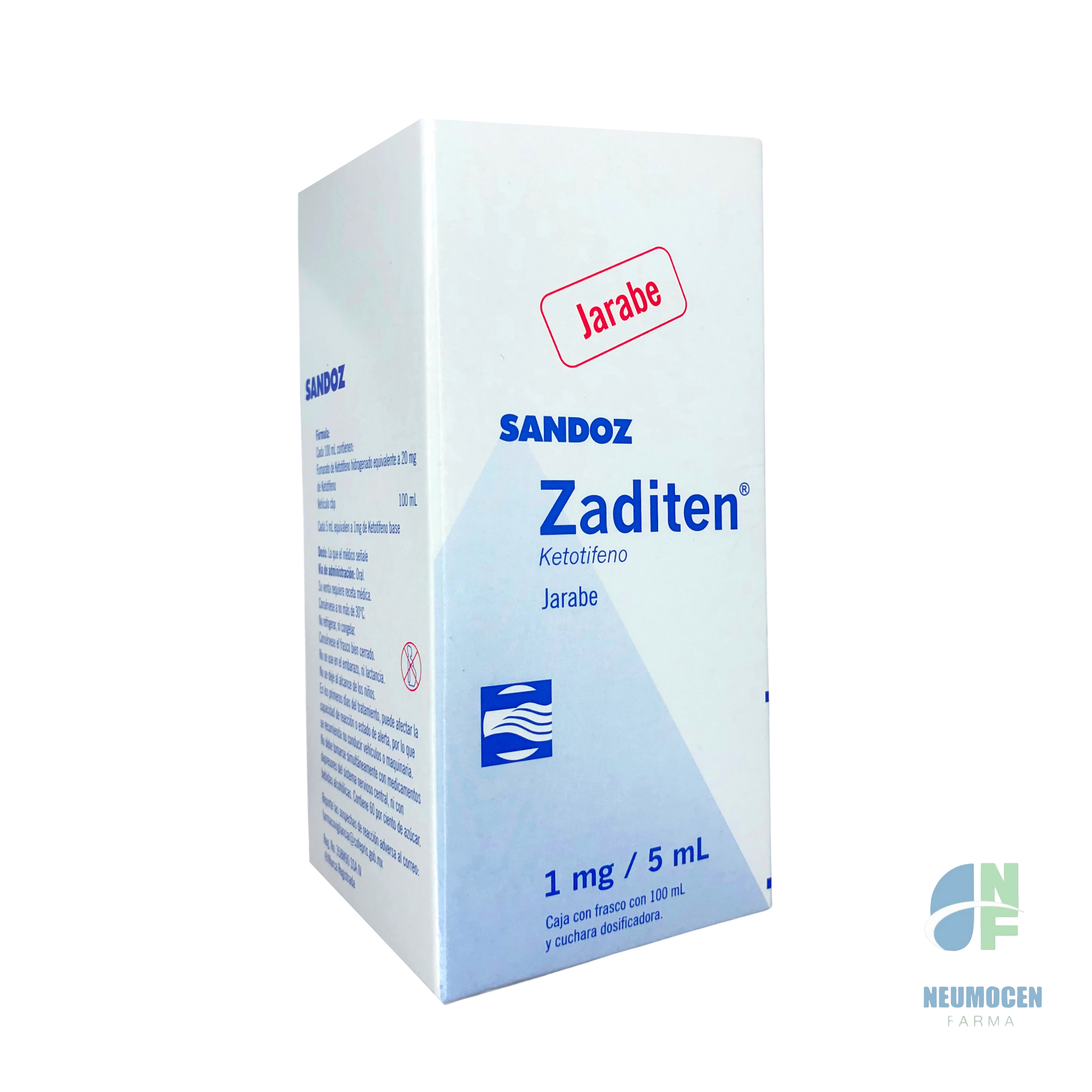 Caja con frasco con 100 ml y cuchara dosificadora