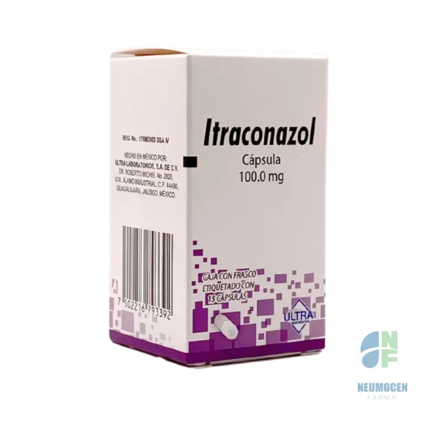 Caja con frasco etiquetado con 15 cápsulas