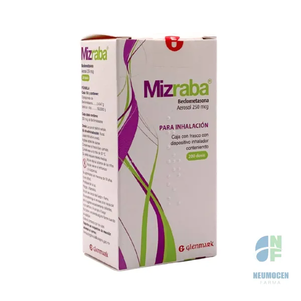 Caja con frasco con dispositivo inhalador conteniendo 200 dosis