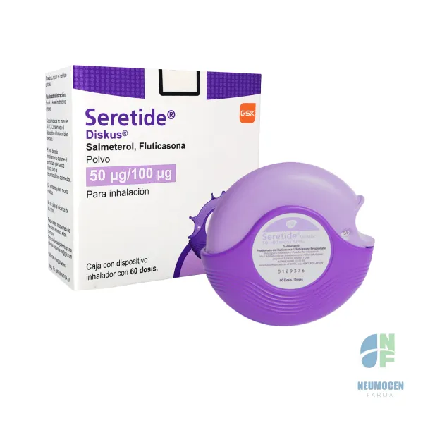 Caja con dispositivo inhalador con 60 dosis