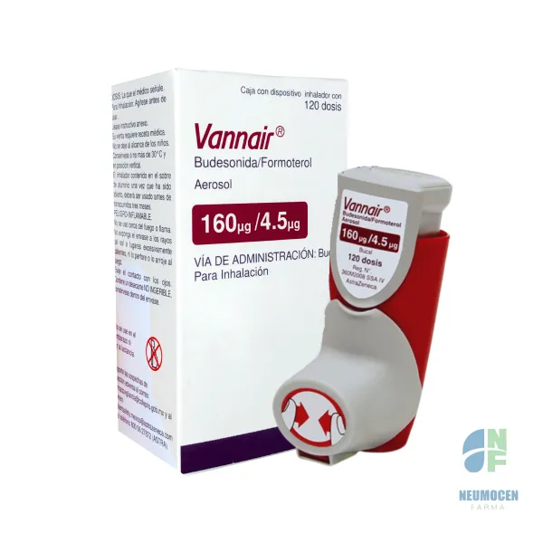 Caja con un dispositivo inhalador con 120 dosis
