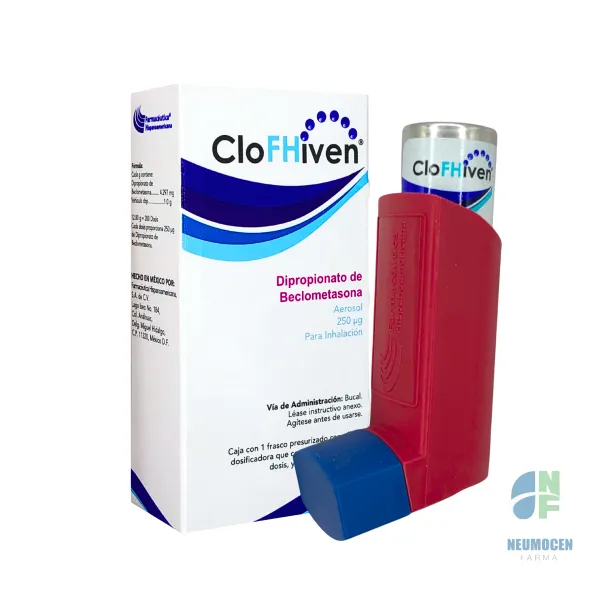 Caja con 1 frasco presurizado con válvula dosificadora que contiene 12.80 g = 200 dosis y dispositivo inhalador