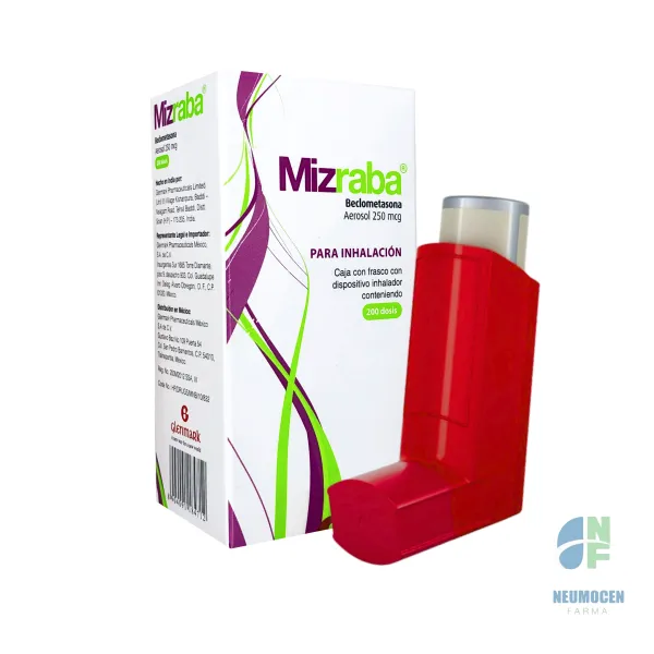 Caja con frasco con dispositivo inhalador conteniendo 200 dosis